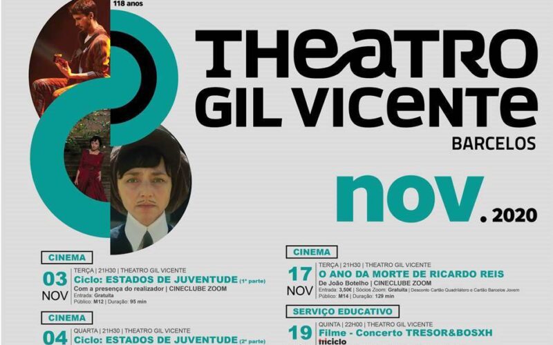 Cinema, música, teatro: programação do Theatro Gil Vicente em novembro de 2020